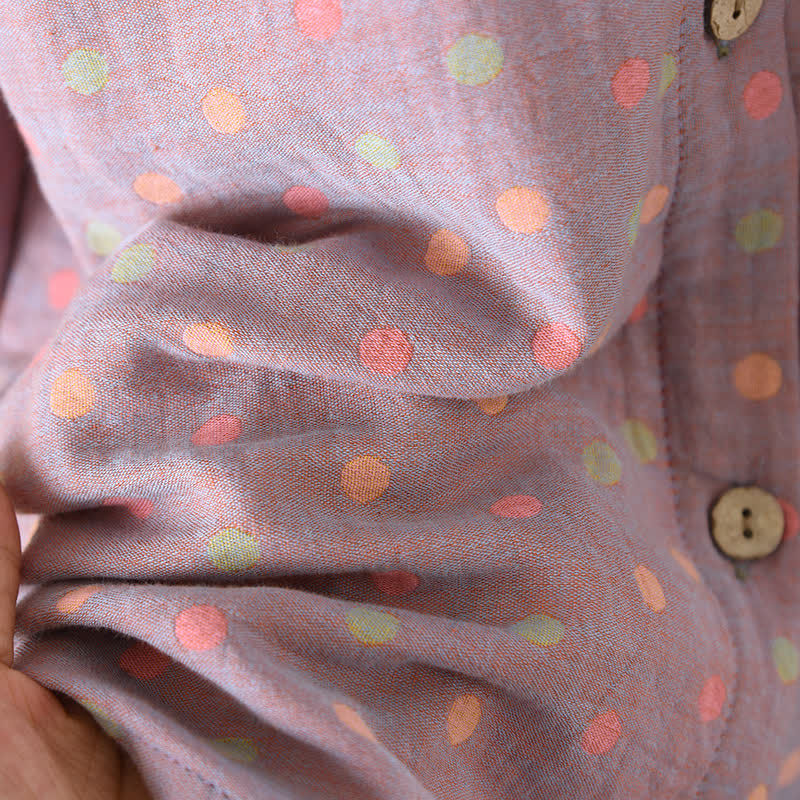 Colorful Circle Cotton Vintage Yarn-dyed Pajama Set