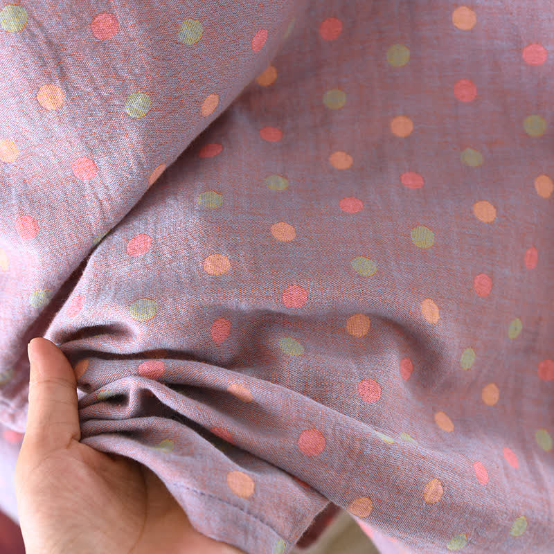 Colorful Circle Cotton Vintage Yarn-dyed Pajama Set
