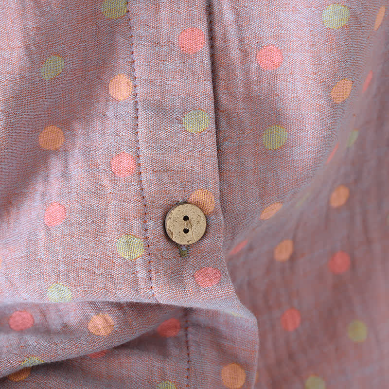 Colorful Circle Cotton Vintage Yarn-dyed Pajama Set