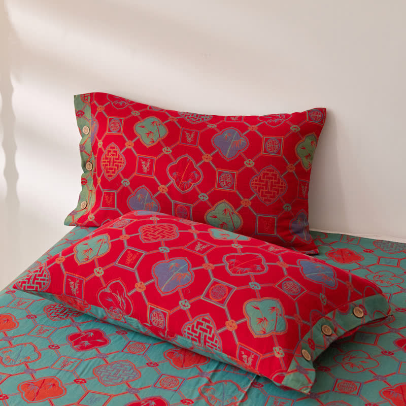 Vintage Cotton Double-layer Yarn-dyed Jacquard Reversible Coverlet