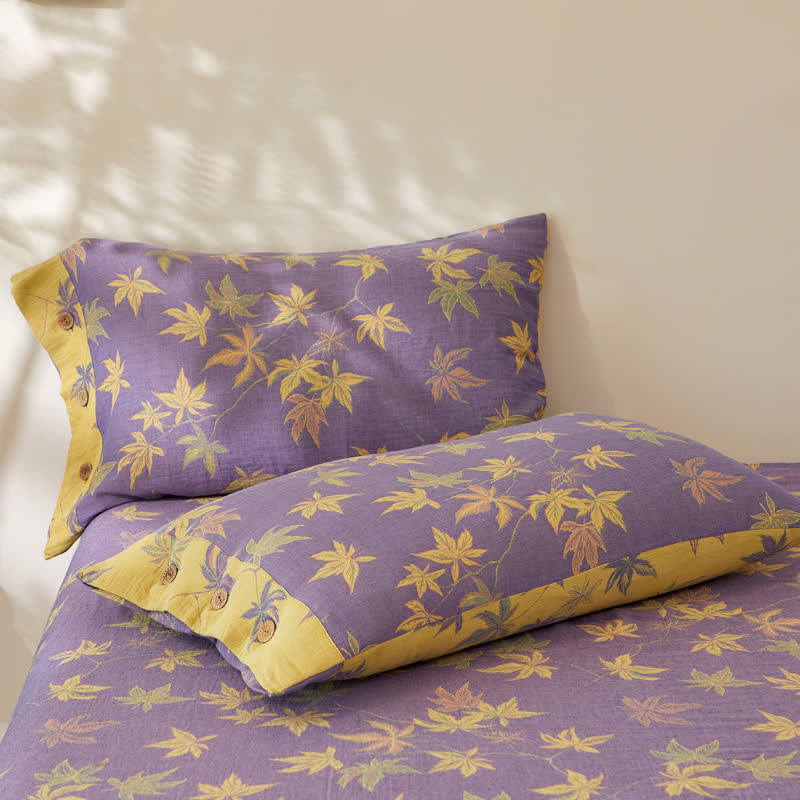 Maple Leaf Cotton Double-layer Yarn-dyed Jacquard Reversible Coverlet