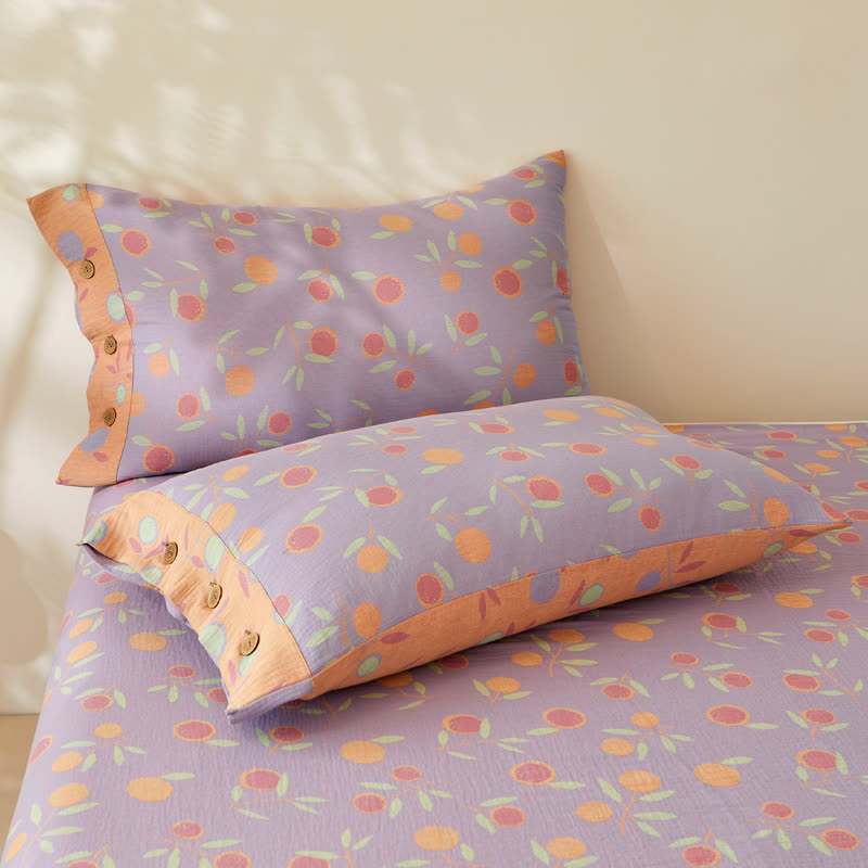 Orange Cotton Double-layer Yarn-dyed Jacquard Reversible Coverlet
