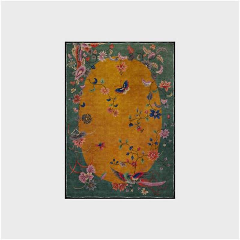 Anti-slip Floral Bird Foldable Area Rug