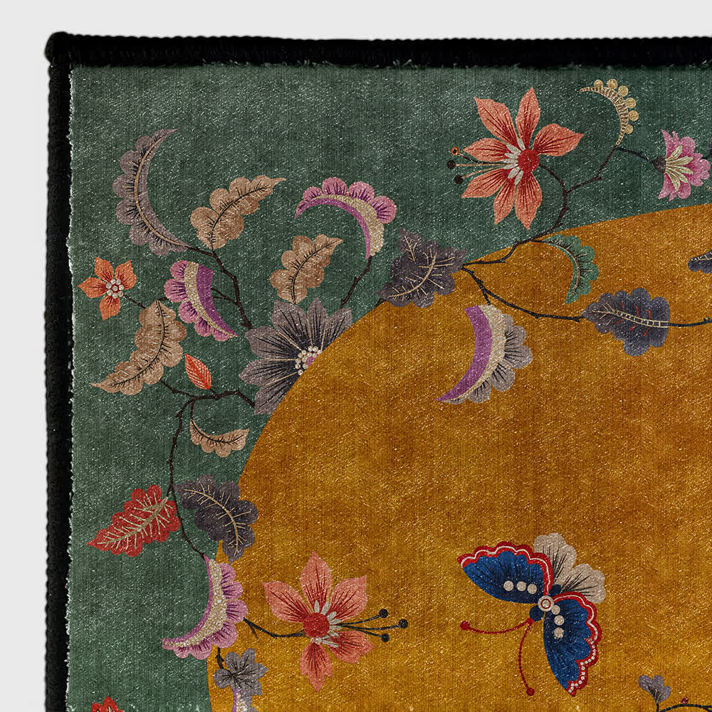 Anti-slip Floral Bird Foldable Area Rug