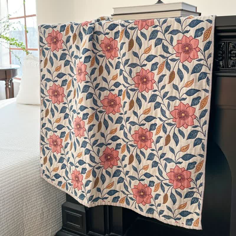 Floral Leaf Pure Cotton Gauze Absorbent Bath Towel