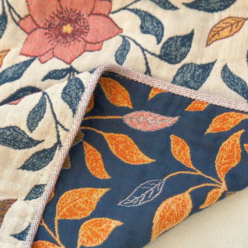 Floral Leaf Pure Cotton Gauze Absorbent Bath Towel