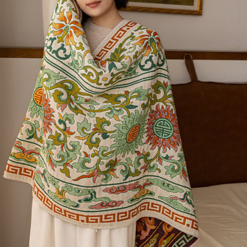 Retro Floral Pure Cotton Gauze Absorbent Bath Towel
