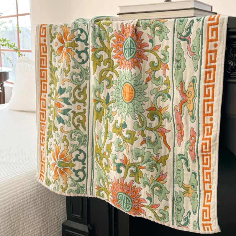 Retro Floral Pure Cotton Gauze Absorbent Bath Towel