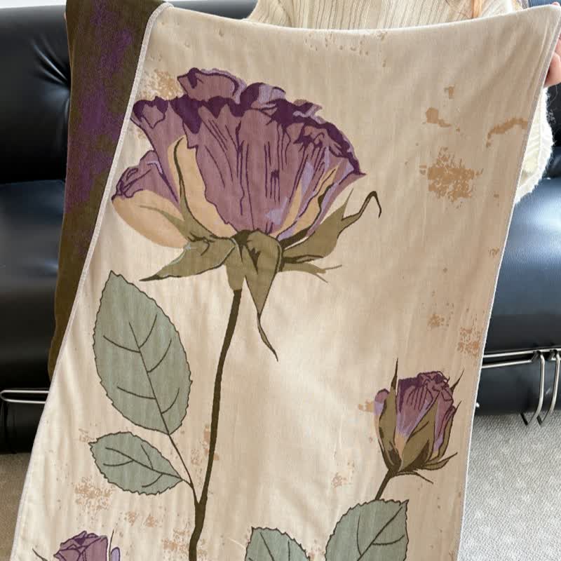 Floral Print Cotton Gauze Absorbent Quick Dry Bath Towel