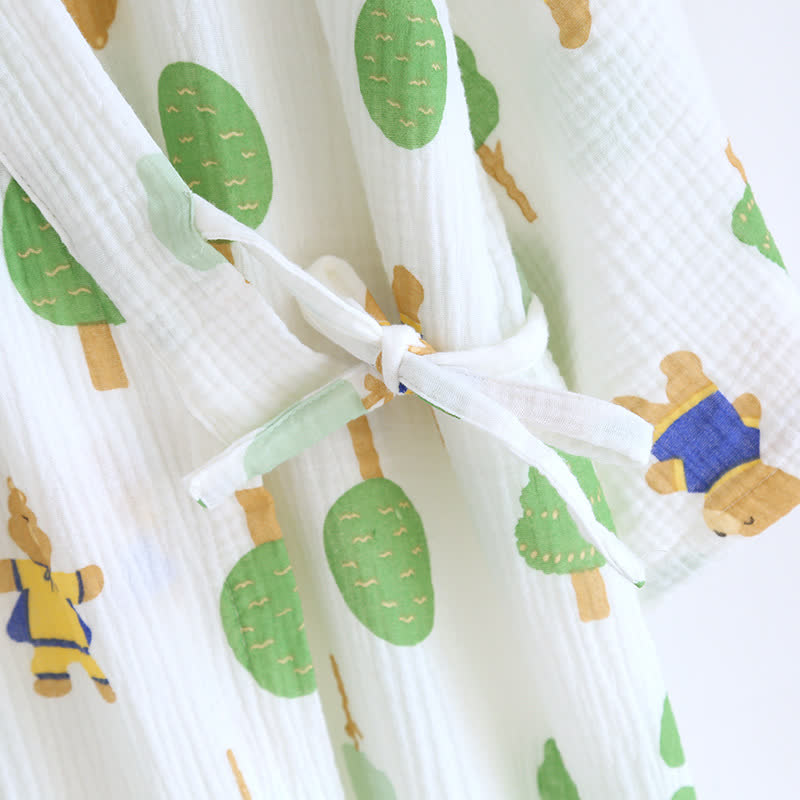 Tree Bear Print Cotton Gauze Pajama Set