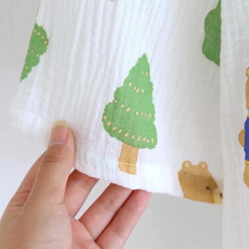 Tree Bear Print Cotton Gauze Pajama Set