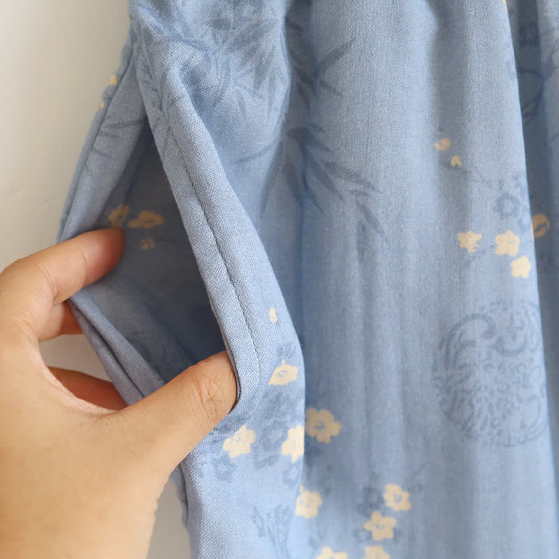 Elegant Floral Bamboo Fiber Short Sleeve Pajama Set