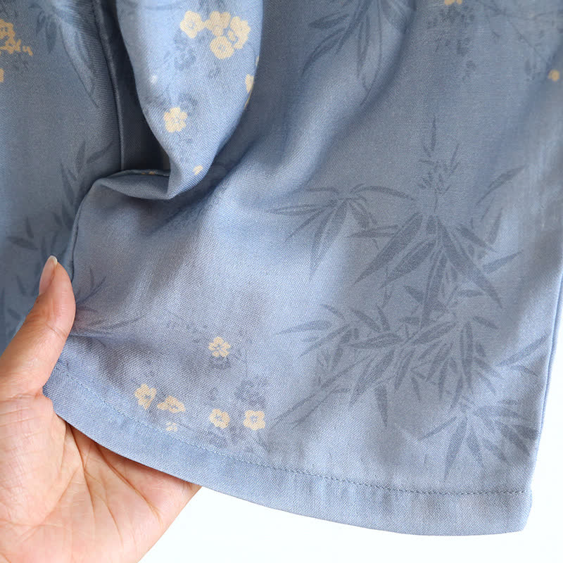 Elegant Floral Bamboo Fiber Short Sleeve Pajama Set