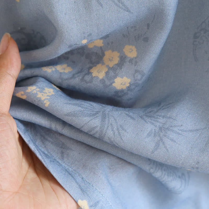 Elegant Floral Bamboo Fiber Short Sleeve Pajama Set