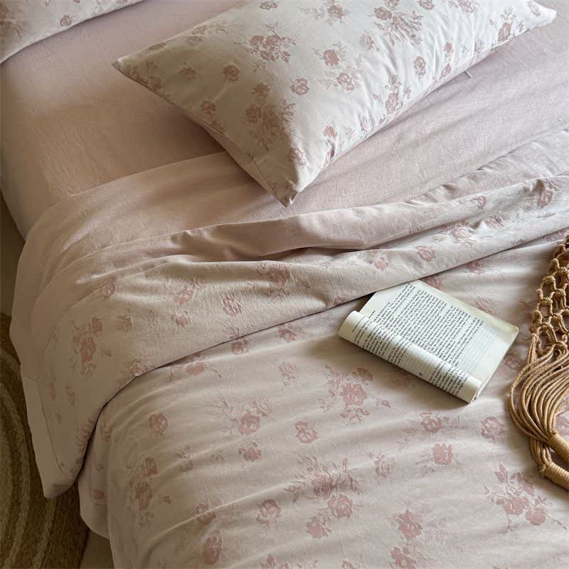 Elegant Rose Cotton Yarn-dyed Jacquard Summer Quilt