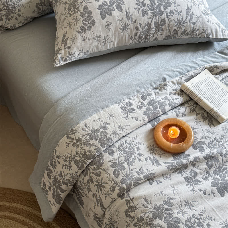 Elegant Plant Cotton Yarn-dyed Jacquard Summer Quilt