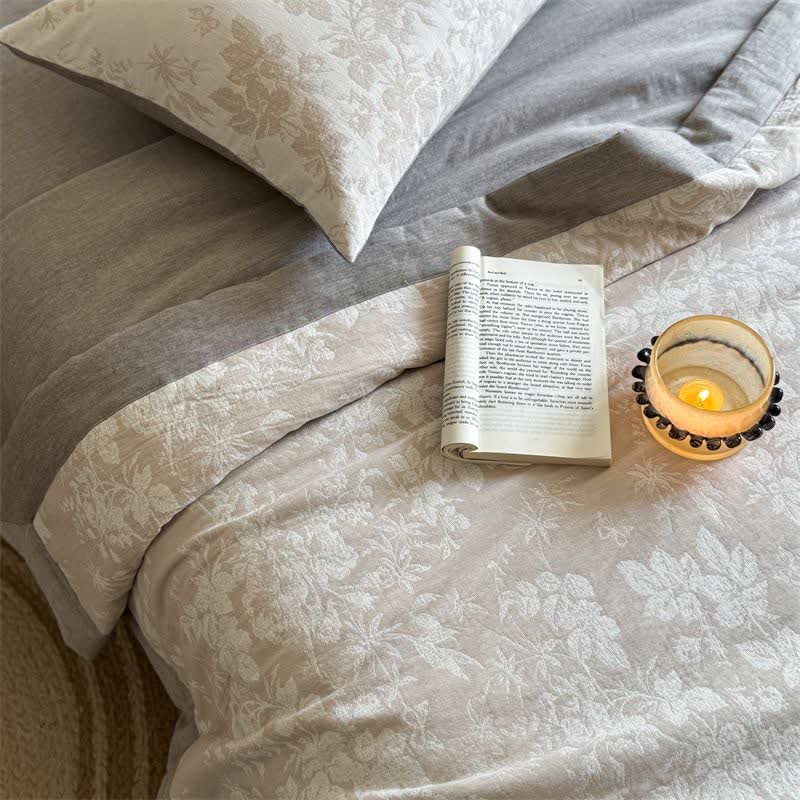 Elegant Plant Cotton Yarn-dyed Jacquard Summer Quilt