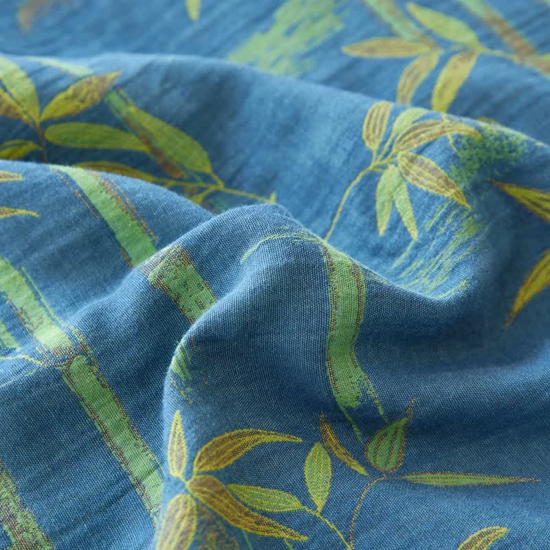 Bamboo Plant Cotton Gauze Reversible Bedding Set (4PCS)