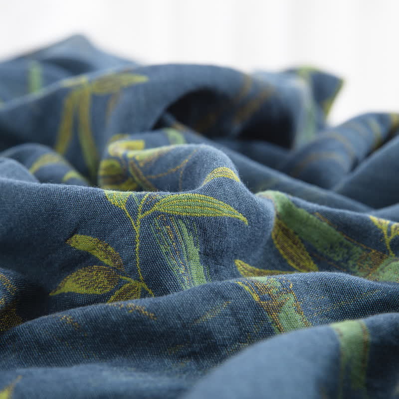 Bamboo Plant Cotton Gauze Reversible Bedding Set (4PCS)