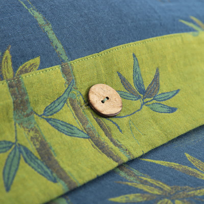 Bamboo Plant Cotton Gauze Reversible Bedding Set (4PCS)