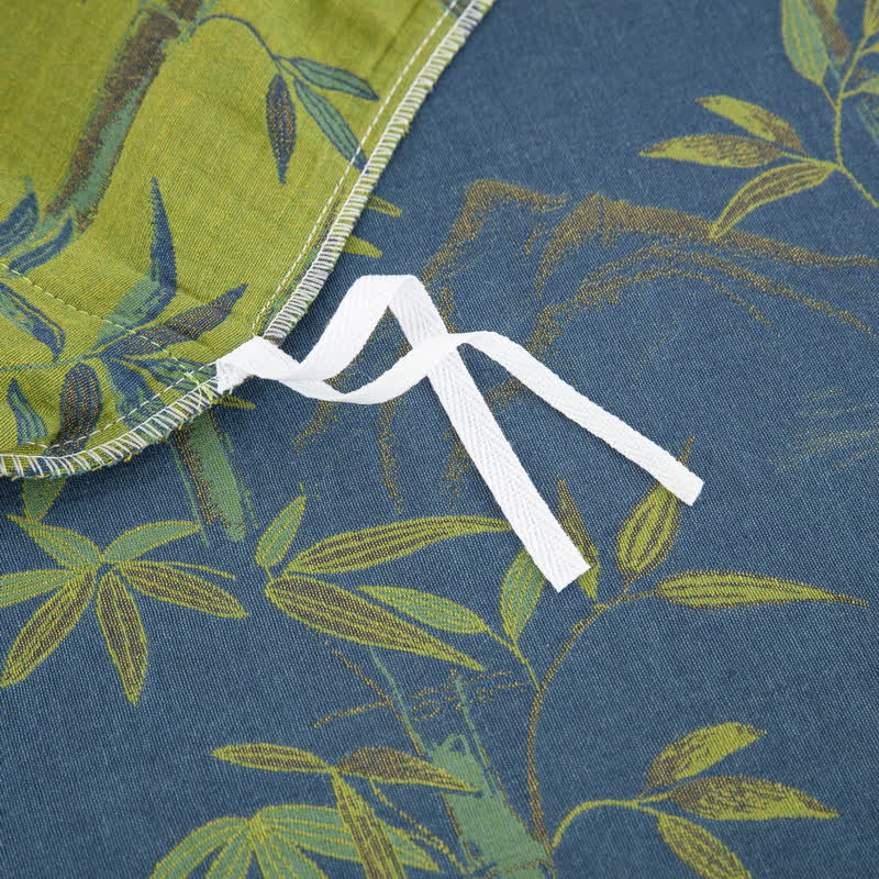 Bamboo Plant Cotton Gauze Reversible Bedding Set (4PCS)