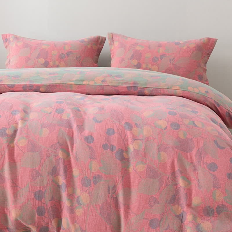 Reversible Cotton Gauze Pastoral Bedding Set (4PCS)