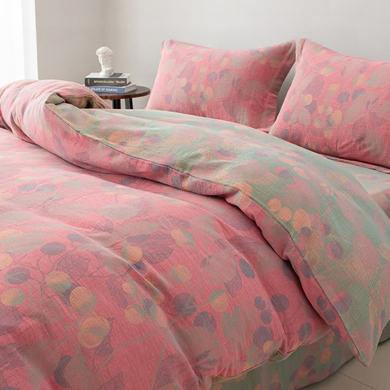 Reversible Cotton Gauze Pastoral Bedding Set (4PCS)