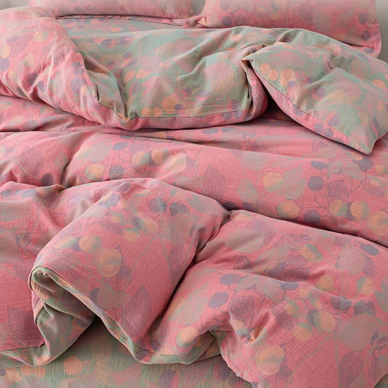 Reversible Cotton Gauze Pastoral Bedding Set (4PCS)