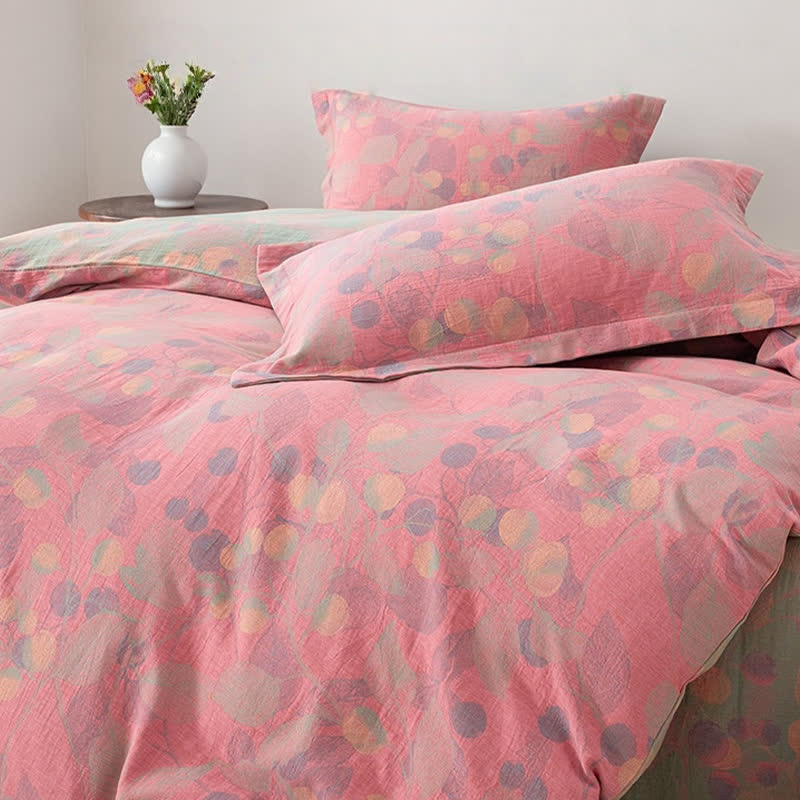 Reversible Cotton Gauze Pastoral Bedding Set (4PCS)