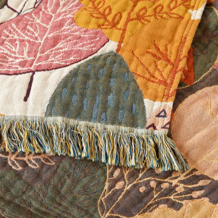 Maple Leaf Cotton Gauze Reversible Blanket