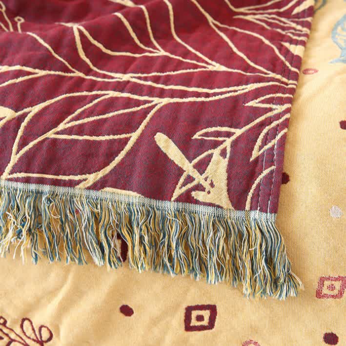 Ethnic Red Cotton Gauze Reversible Quilt