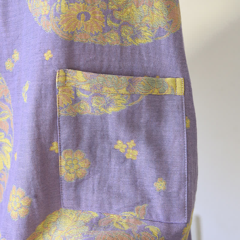 Vintage Blossom Cotton Gauze V-neck Pajama Set