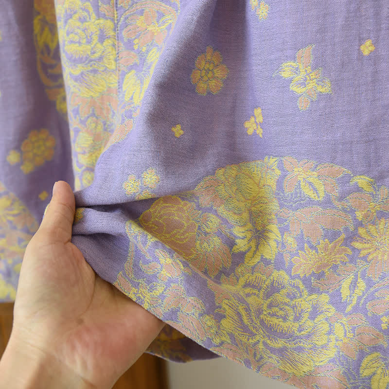 Vintage Blossom Cotton Gauze V-neck Pajama Set