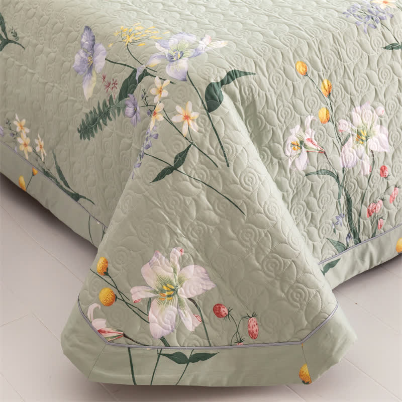 Rustic Floral Leaf Cotton Quilt