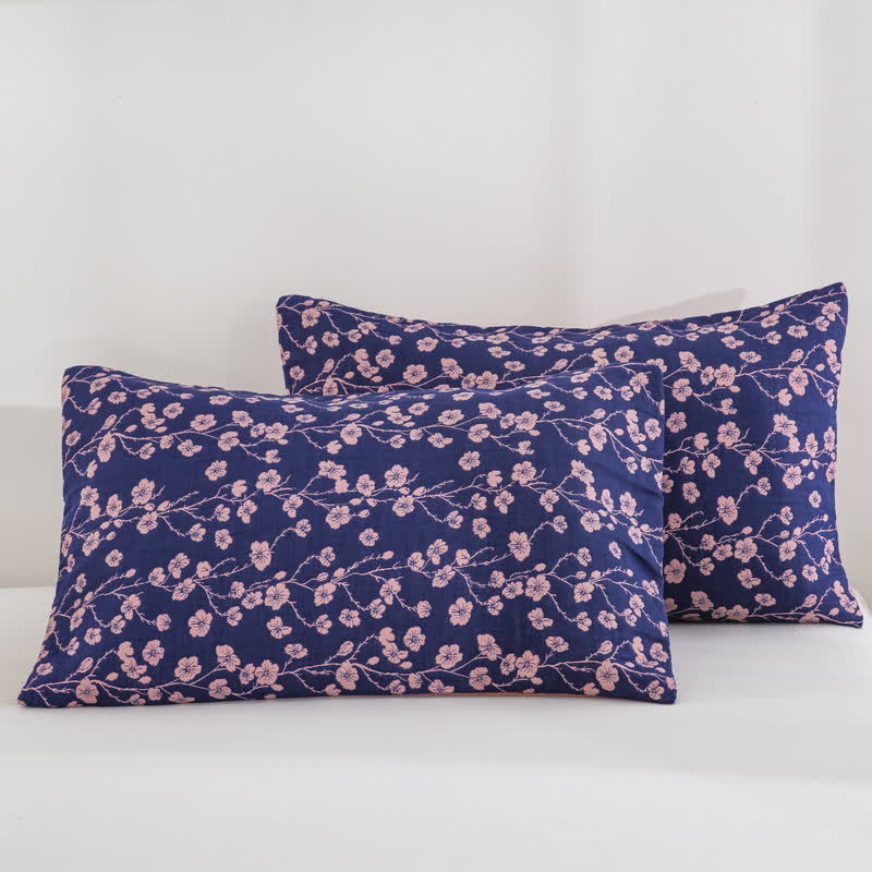 Pastoral Floral Cotton Gauze Jacquard Reversible Quilt