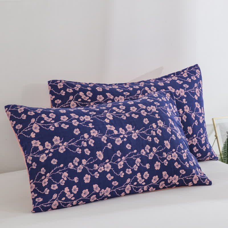 Pastoral Floral Cotton Gauze Jacquard Reversible Quilt