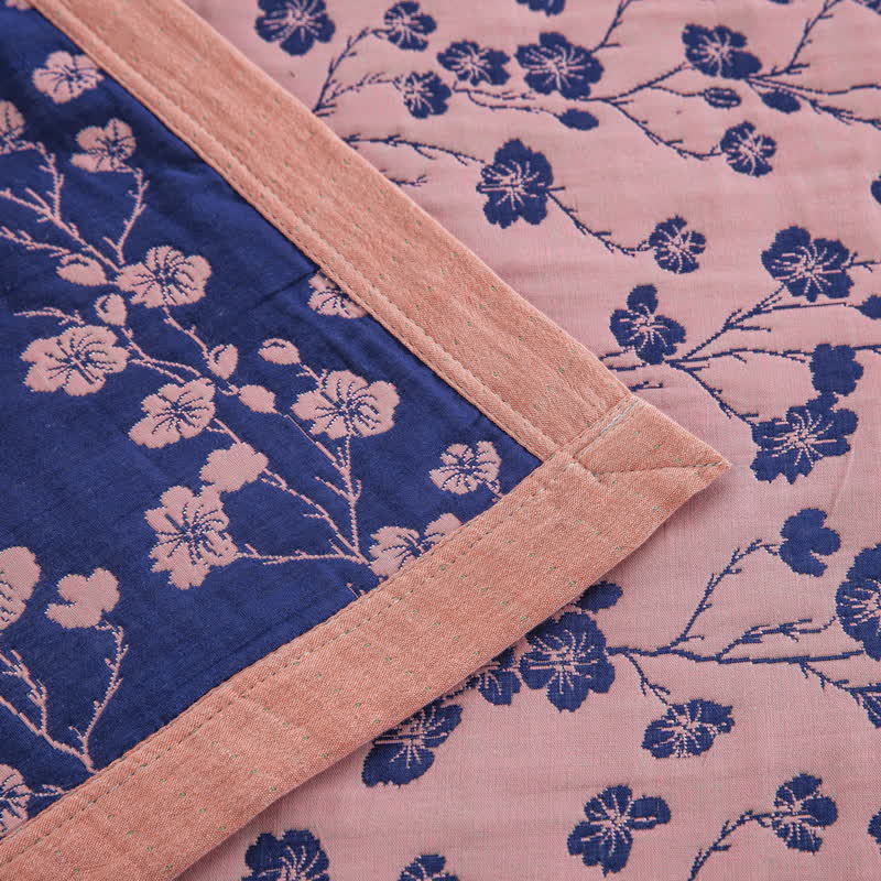 Pastoral Floral Cotton Gauze Jacquard Reversible Quilt