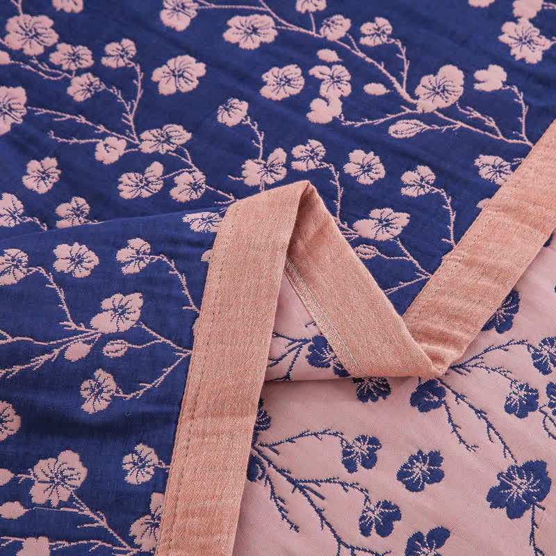 Pastoral Floral Cotton Gauze Jacquard Reversible Quilt