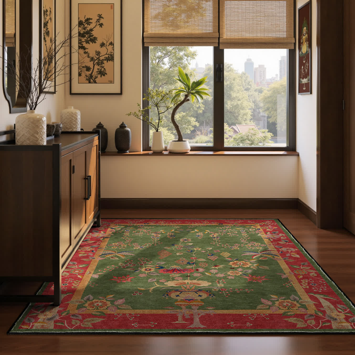 Retro Floral Foldable Anti-slip Area Rug