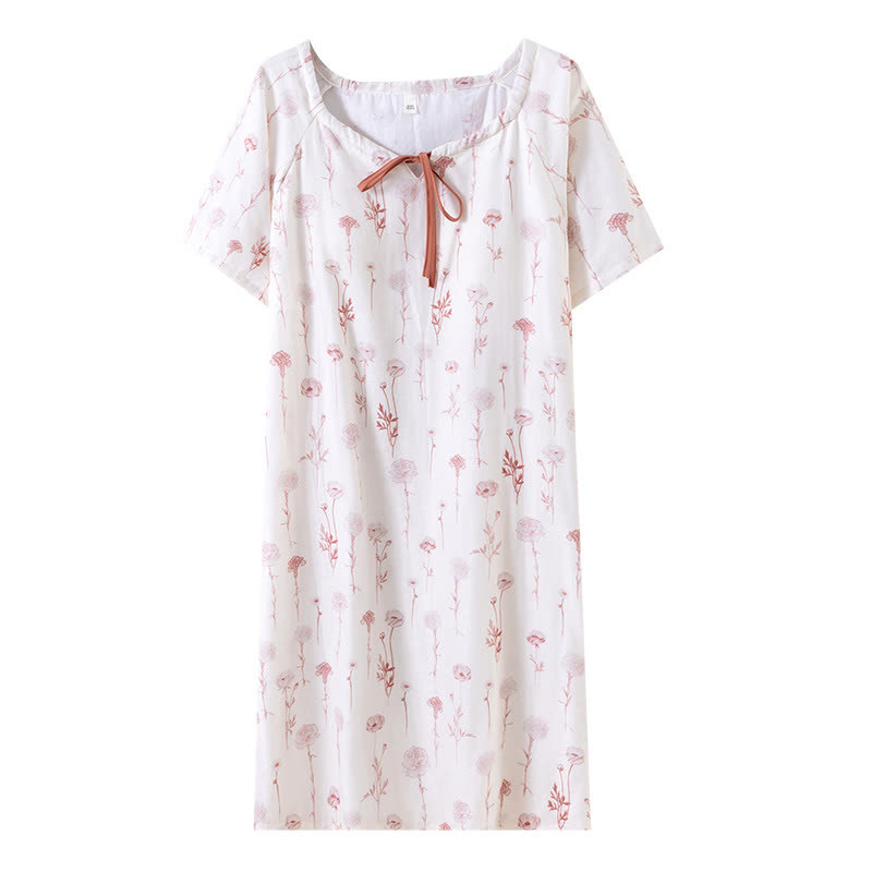 Floral Cotton Gauze Padded Nightdress