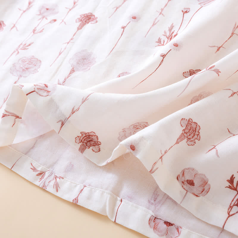 Floral Cotton Gauze Padded Nightdress