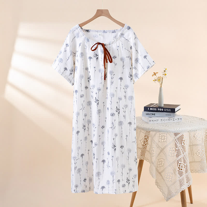 Floral Cotton Gauze Padded Nightdress