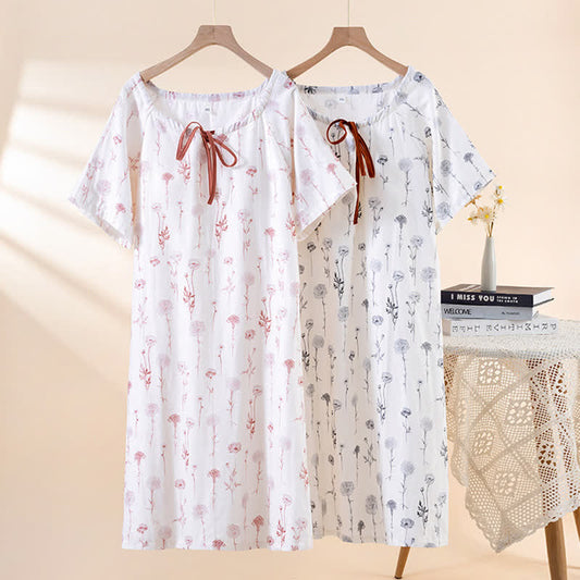 Floral Cotton Gauze Padded Nightdress