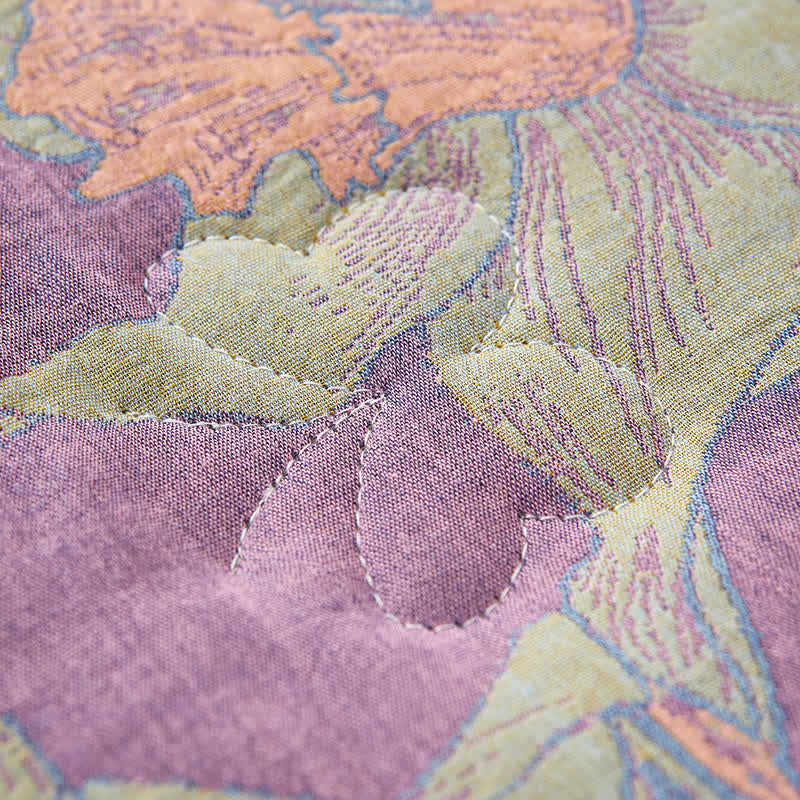 Floral Leaf Cotton Gauze Yarn-dyed Summer Quilt