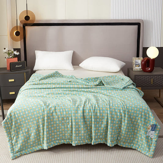 Retro Pattern Cotton Gauze Yarn-dyed Summer Quilt
