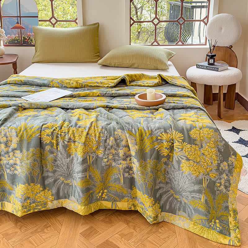 Vintage Tropical Pure Cotton Double-layer Gauze Summer Quilt