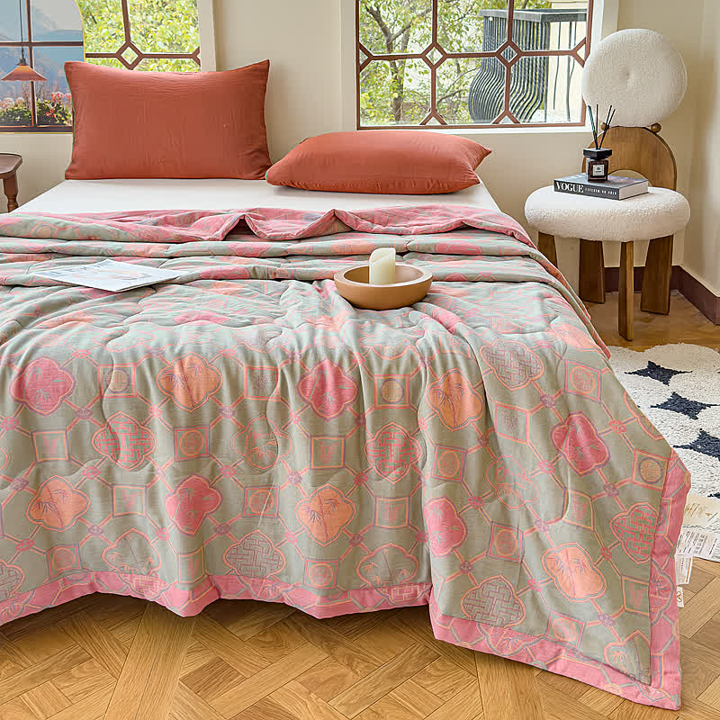 Retro Bamboo Pure Cotton Double-layer Gauze Summer Quilt