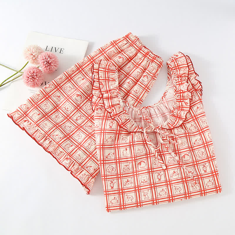 Sweet Diamond Pattern Cotton Gauze Camisole Nightwear