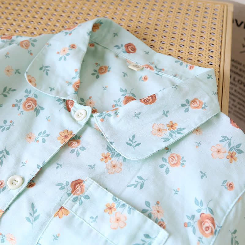 Rustic Floral Cotton Double Gauze Pajama Set