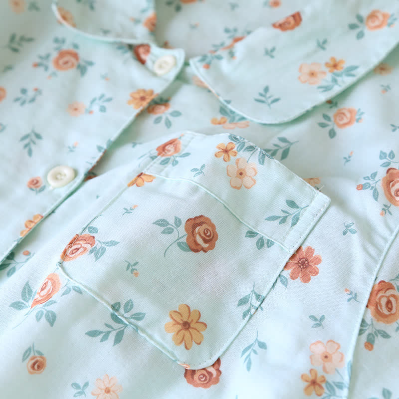 Rustic Floral Cotton Double Gauze Pajama Set